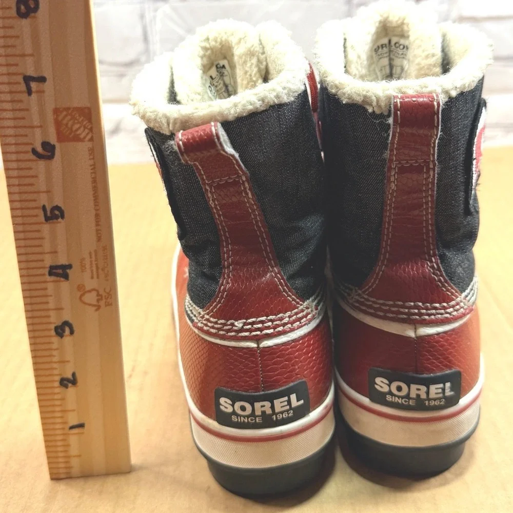 Sorel Winter Snow Boots Kids 5 Red Waterproof Duck Boots Outdoor NL1530-986